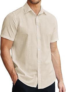 Men's Short Sleeve Oxford Shirt Cotton Button Down Regular Fit Dress Shirts