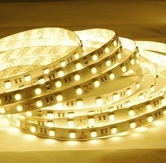 ABI Warm White High Brightness Flexible LED Light Strip with AC Adapter, SMD 5050 LED Chips, 5 Meters / 16.4 FT Spool, 12VDC