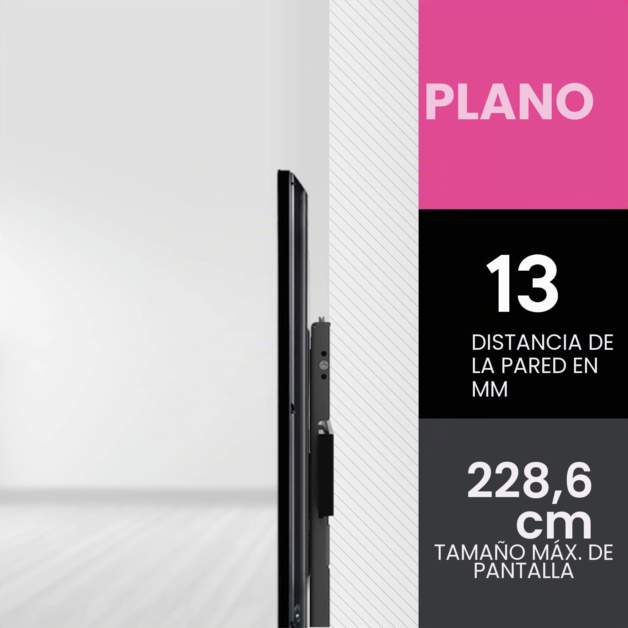 One For All - Soporte de Pared para TV de 32 a 90”, Fijo, Peso máx. 80kg - para Todo Tipo de TVs (LED, LCD y Plasma) - Negro - WM6611