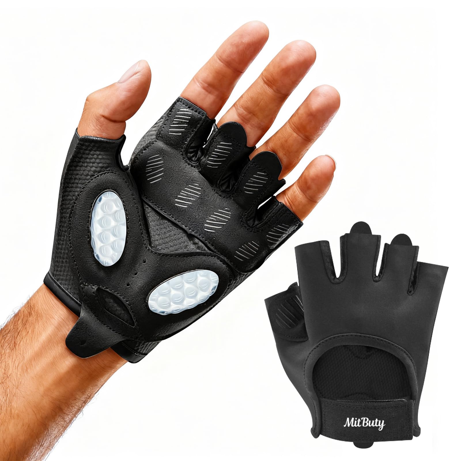 Gants Musculation pour Hommes et Femmes – Gants de Fitness sans Doigts pour Sport, Workout, Crossfit & Haltérophilie avec Points Silicone Antidérapants & Protection de la Paume