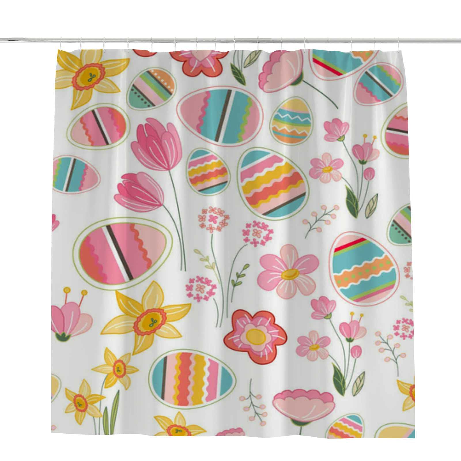 Rideau de douche polyester 168x183 fleurs de Pâques lavable en machine