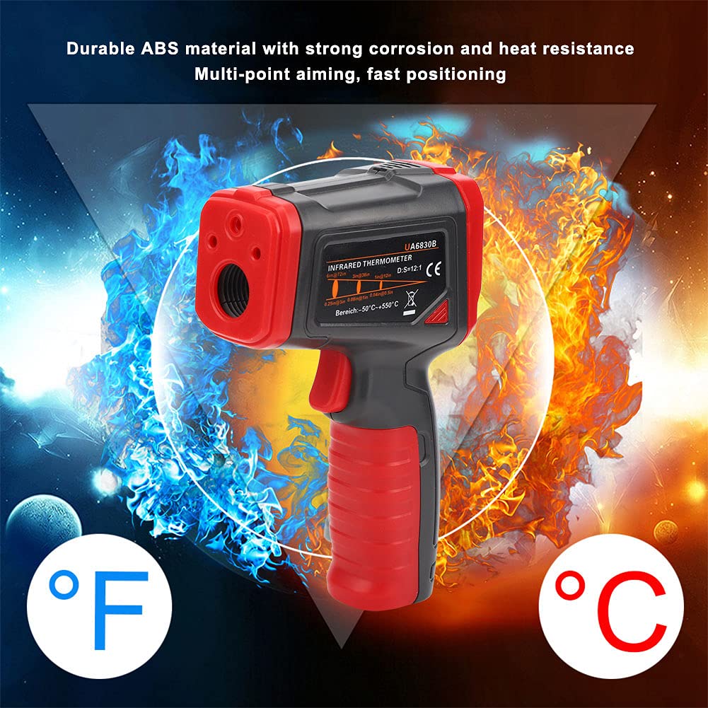 Termometro a infrarossi Industriale Portatile Palmare Tester elettronico della temperatura senza contatto - Schermo LCD digitale a colori con puntamento multipunto per la