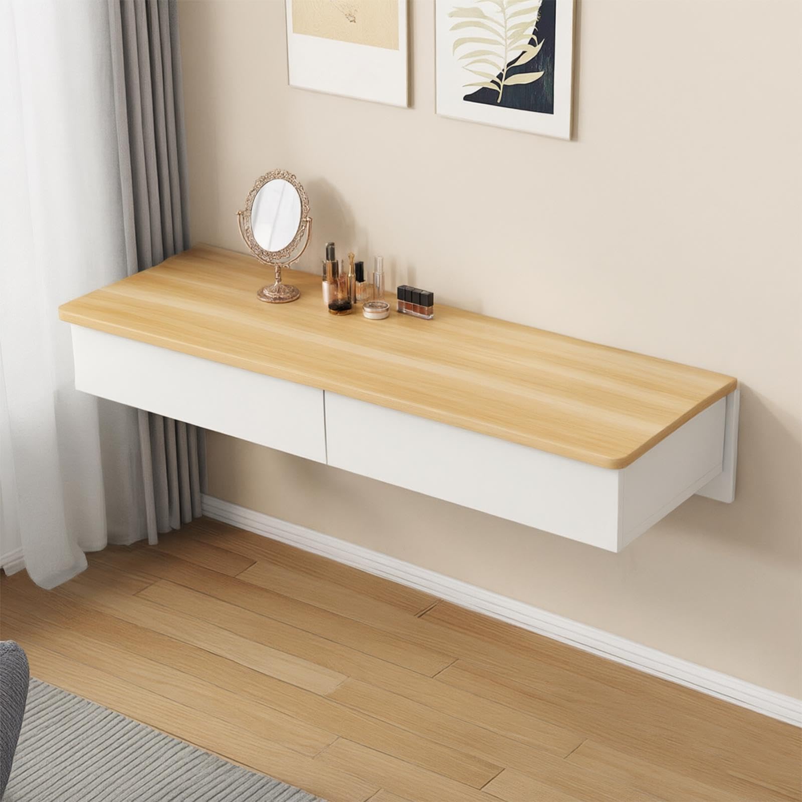 Toeletta a Parete, Tavolo da Trucco, Organizer in Legno