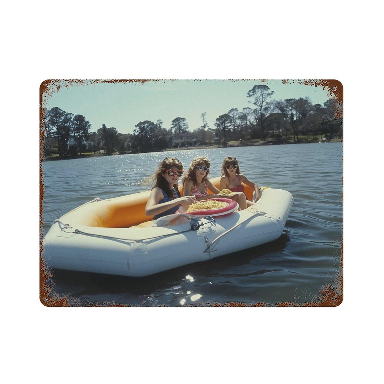 xiaoxiaoshen Picnic on Lake, Photography Prints2 Wall Decor Art Metal Tin Poster Modern Home Decor Art Home Bar Shop Decorations Vintage Sign 30x40cm