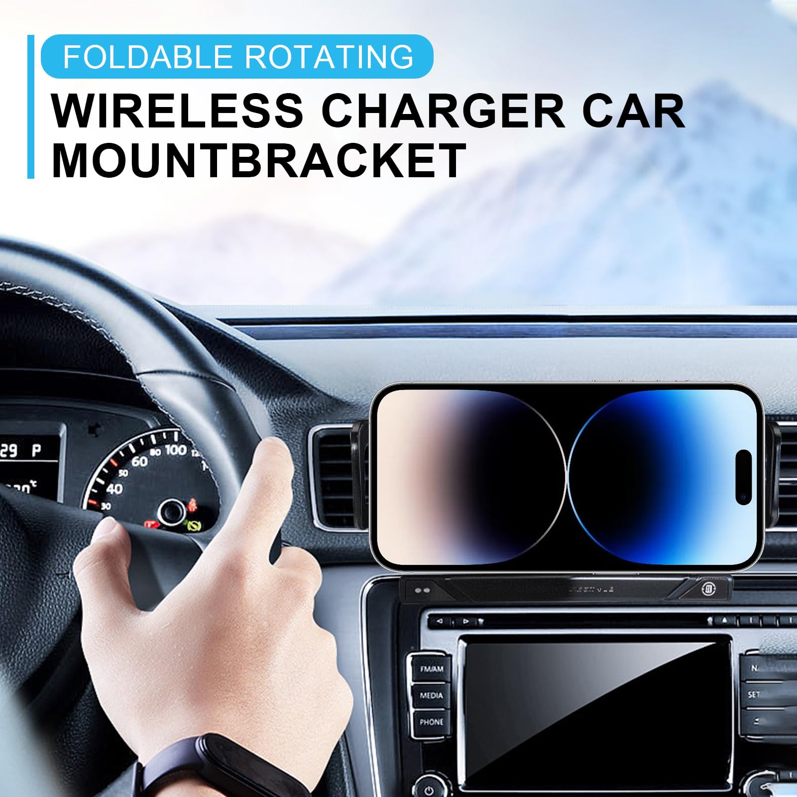 Caricabatterie wireless auto Caricatore da automobile per cellulare 15W | Supporto telefonico con bloccaggio automatico Per Spostamenti Quotidiani, i Viaggi su Strada e i