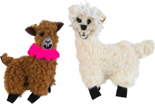 Pet Zone Mama Llama Soft Plush Catnip Filled Interactive Cat Toy, 2 Pack | Encourages batting, pouncing and carrying, cute animal themed design, engaging solo entertainment, cuddly playtime buddy