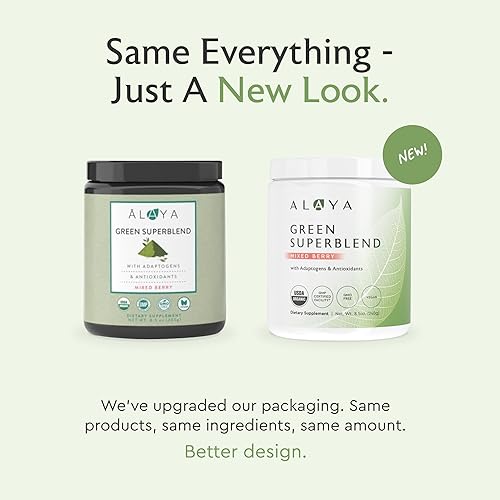 Miniatura 2 de Alaya Organic Super Greens Powder - Suplemento en polvo de jugo verde de primera calidad - Mezcla de adaptógenos, antioxidantes y probióticos - USDA