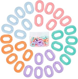 GORGECRAFT 100 szt./pudełko akrylowe ogniwa łańcucha, nieprzezroczyste jasne kolory łączące pierścienie szybkie połączenia do okularów torby kolczyk naszyjnik biżuteria DIY rękodzieło