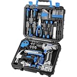 DEKOPRO Drill Set&colon; Tool Set with 8V Blue Cordless Drill&comma; Home Tool Kit with Drill&comma; Hand Tool Kits for Men & Women 126 Piece