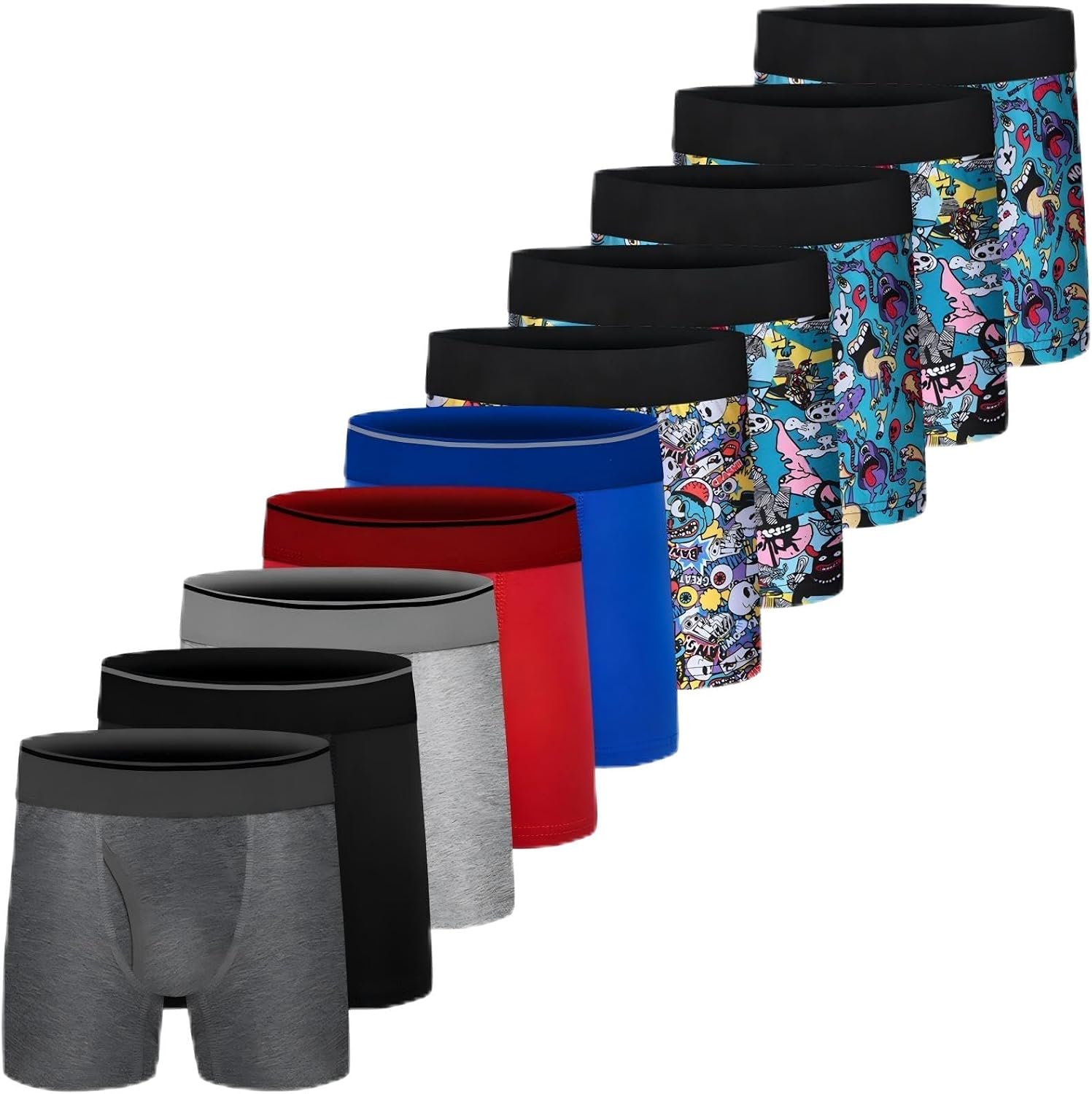 Boys Boxer Briefs,Cotton Toddler Underwear Breathable Mesh Performance Sport Big Boy Boxer Briefs with Fly 5Pack