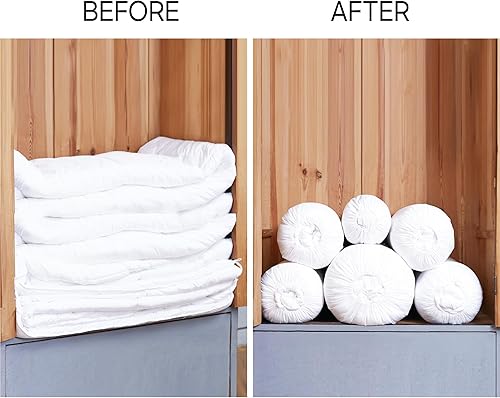 Miniatura 4 de Bolsas de almacenamiento Roll&Stack para edredones, mantas, ropa, armario, organizador de ahorro de espacio debajo de la cama, apilables, a prueba