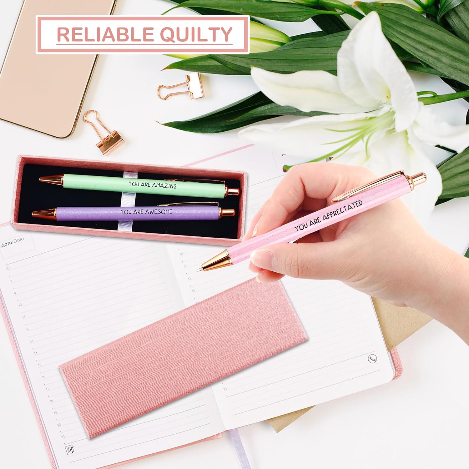 Fancy Pens Sets for Women Thank You Gift Teachers Boss Gifts for Women Office Inspirational Gifts for Coworkers Boss Employee Nurse Cute Pen Set Appreciation Gift Retirement Leaving Job Present - Image 6