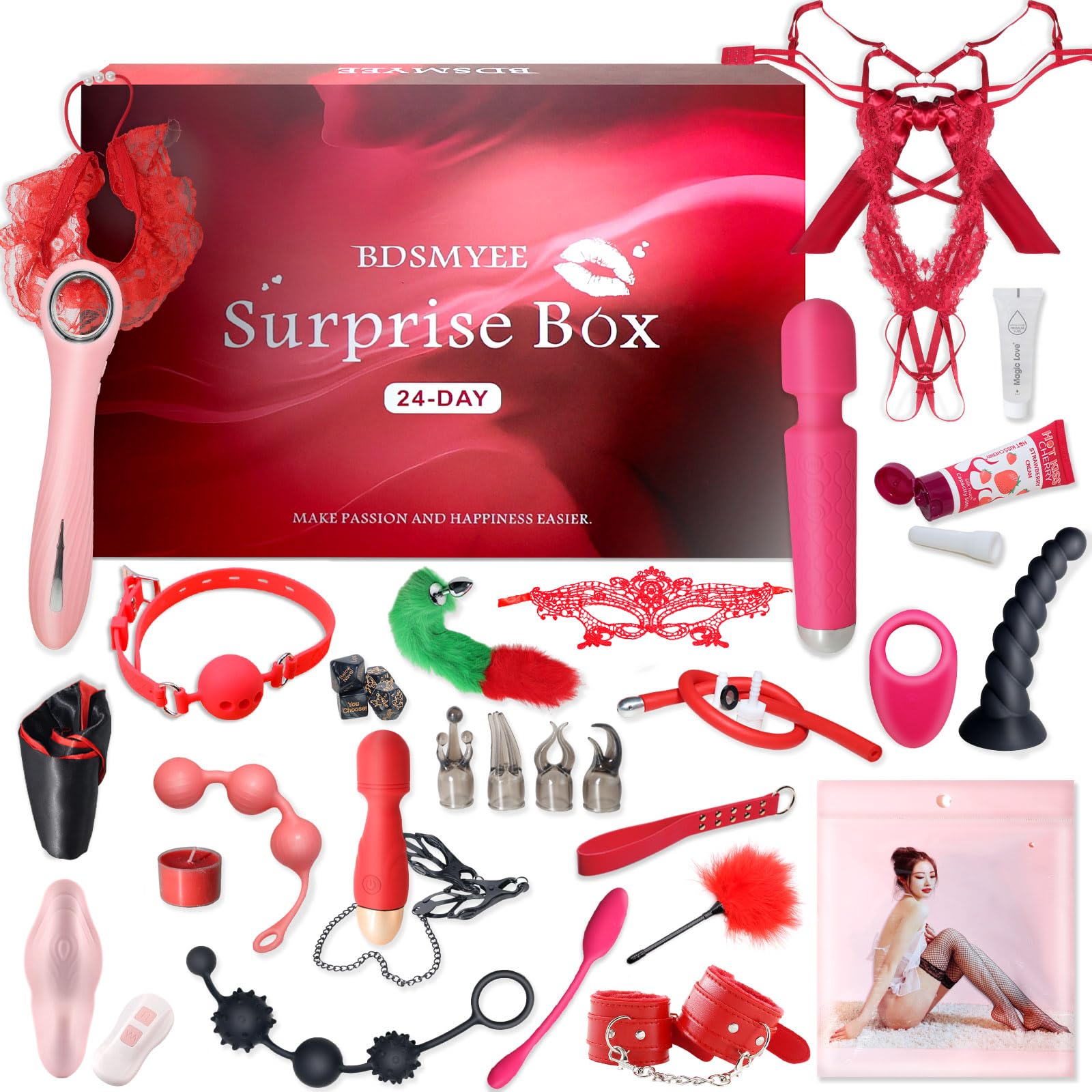 BDSMYEE 24 Pezzi Bondage Kit SexToys Coppia, Giocattoli Sessuali Plug Anale per Principianti Adulti, SM Sex Bondage Set, Regali di San Valentino per Uomini e Donne