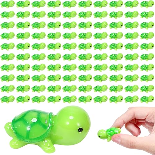 Ripeng 100 figuras miniatura de resina de tortuga marina, pequeñas estatuas de tortugas para jardín, micro paisaje, hogar, terrario, manualidades,