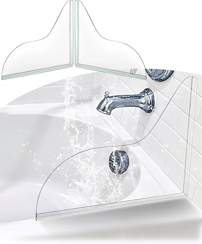 2 protectores de salpicaduras de ducha transparentes ondulados de agua, protector de salpicaduras de bañera mejorado, protectores de salpicaduras de