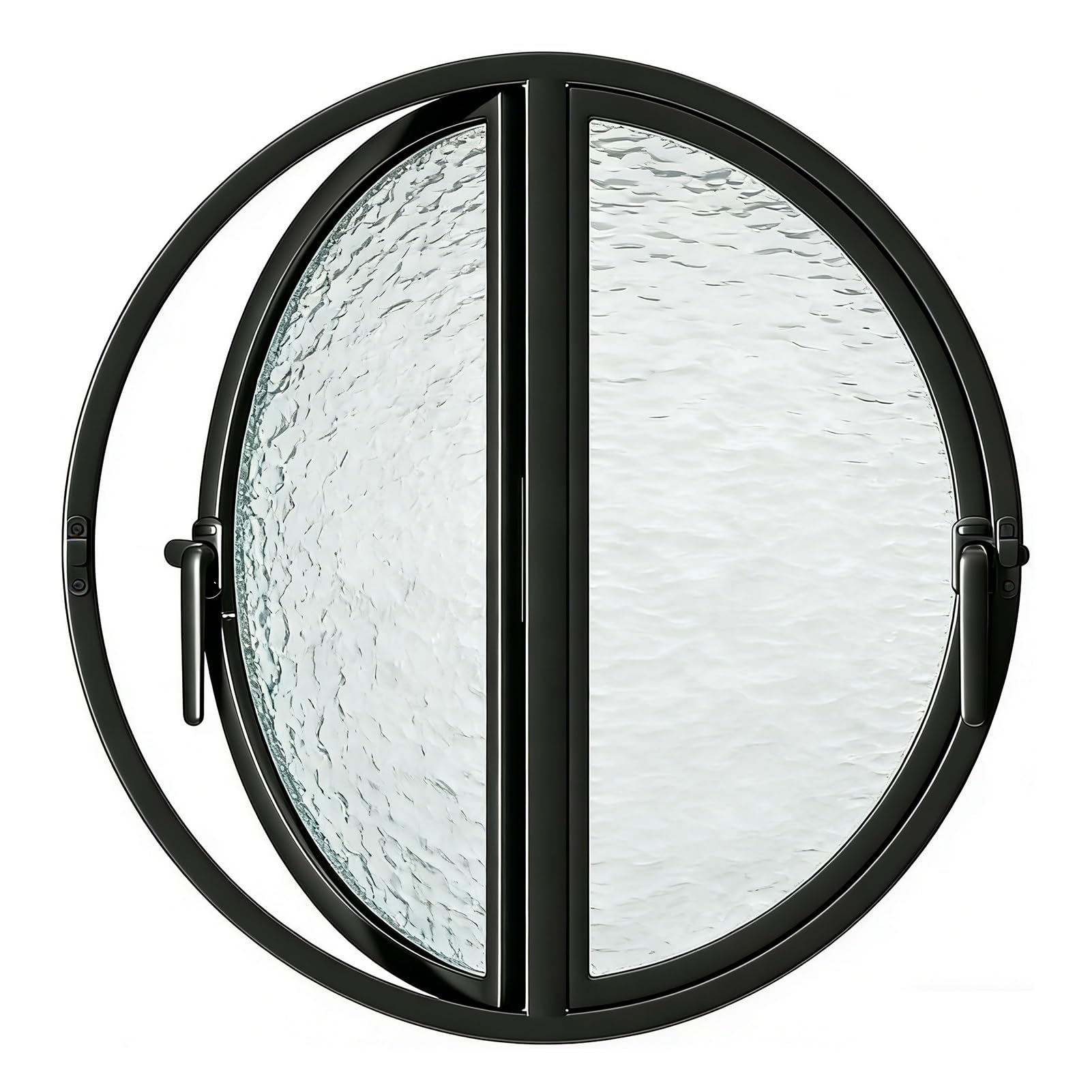 Ventana Ventana redonda abatible de doble apertura, ojo de buey empotrado personalizado 40‑120 cm con vidrio templado, repuesto para baños, cocinas, dormitorios y salas de estar(Black,87 cm/34.3 in)