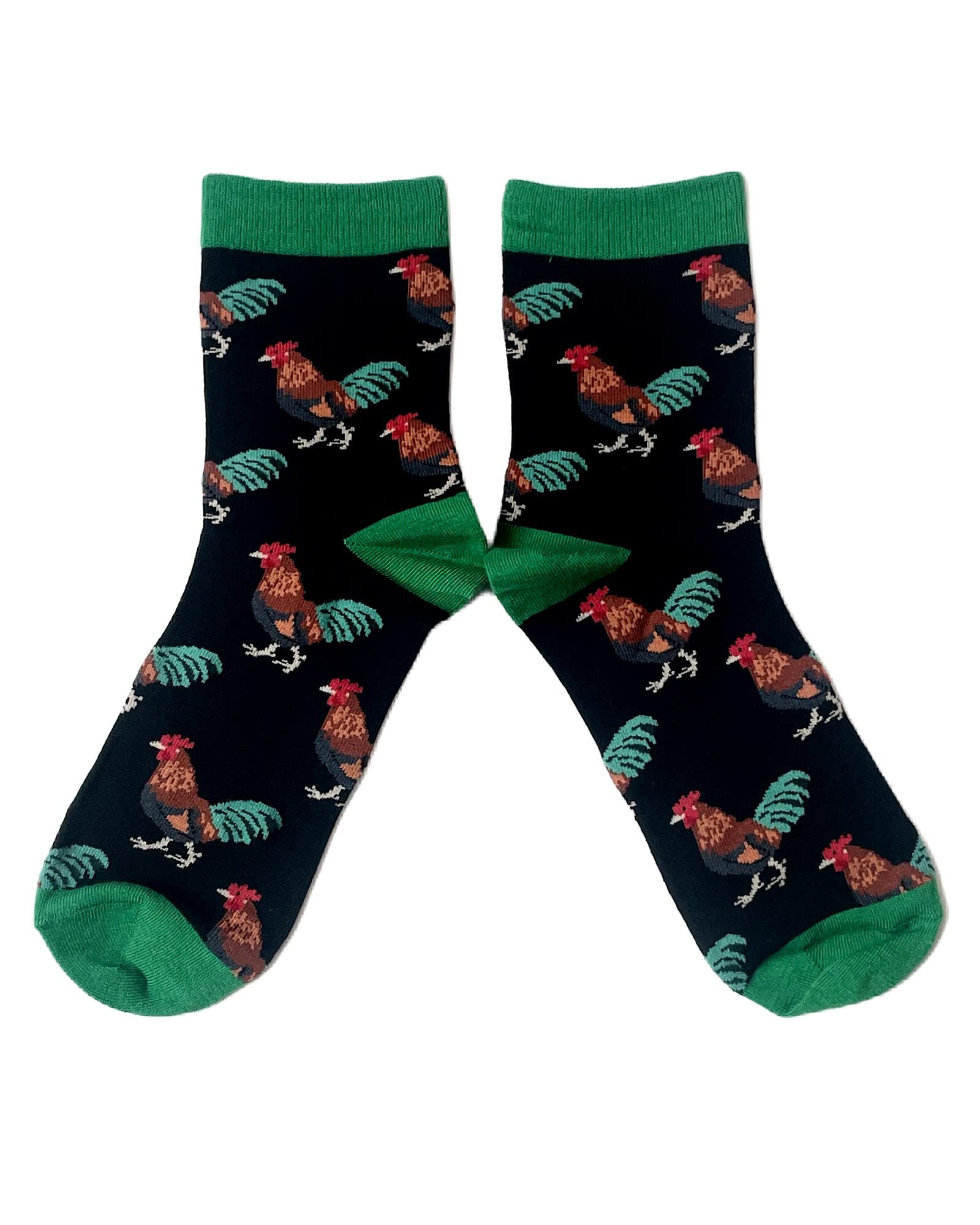 Women's Black Cock Rooster Cockerel Socks 4-8 Uk / 37-42 Eur / 6-10 Us