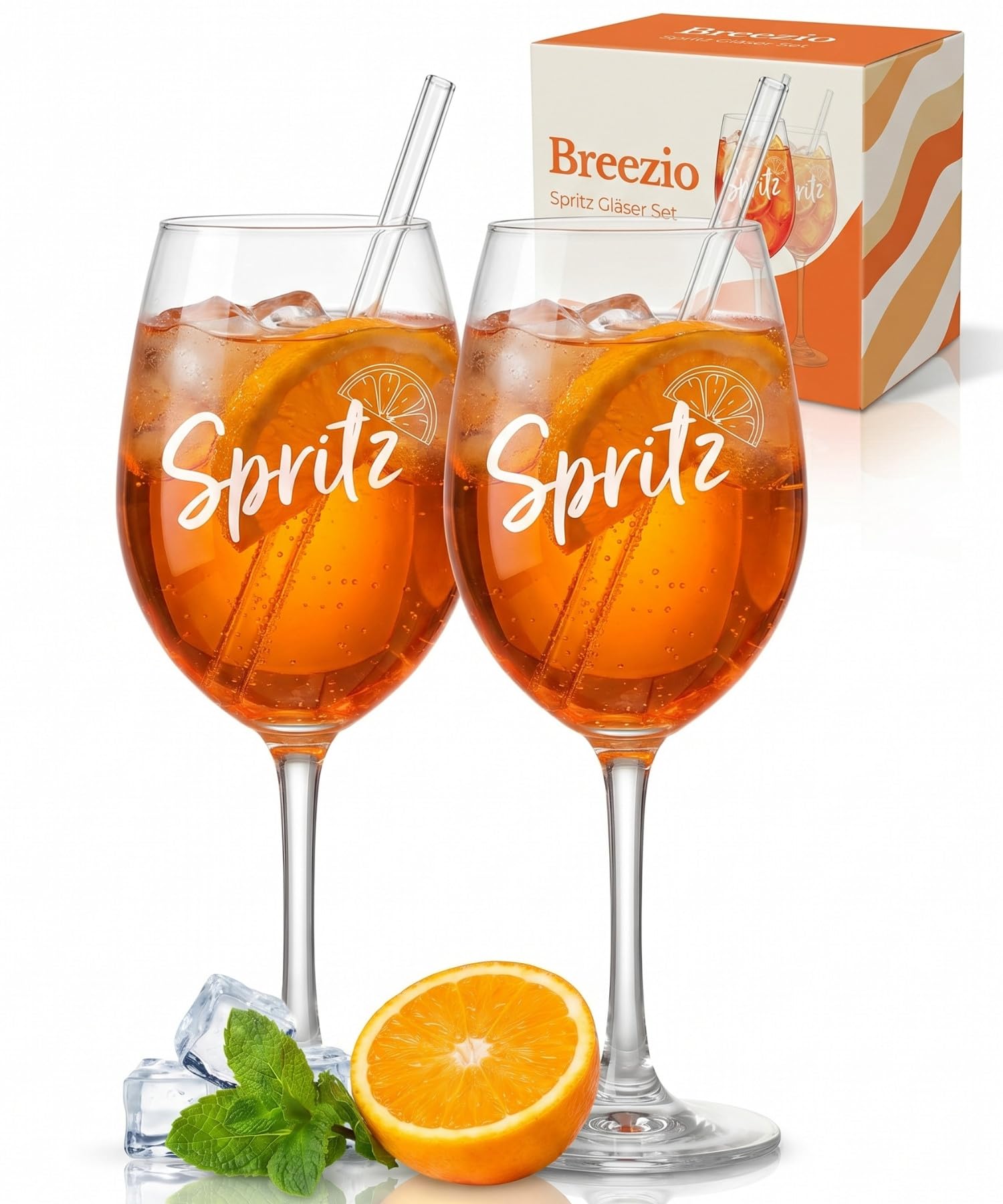 Aperol Gläser 2er Set – 530 ml Aperol Spritz Gläser mit brillantem Schriftzug – Aperol Spritz Geschenkset für Aperitivo & Sommerparty – Spülmaschinenfeste premium Spritz Gläser & Aperitif Gläser