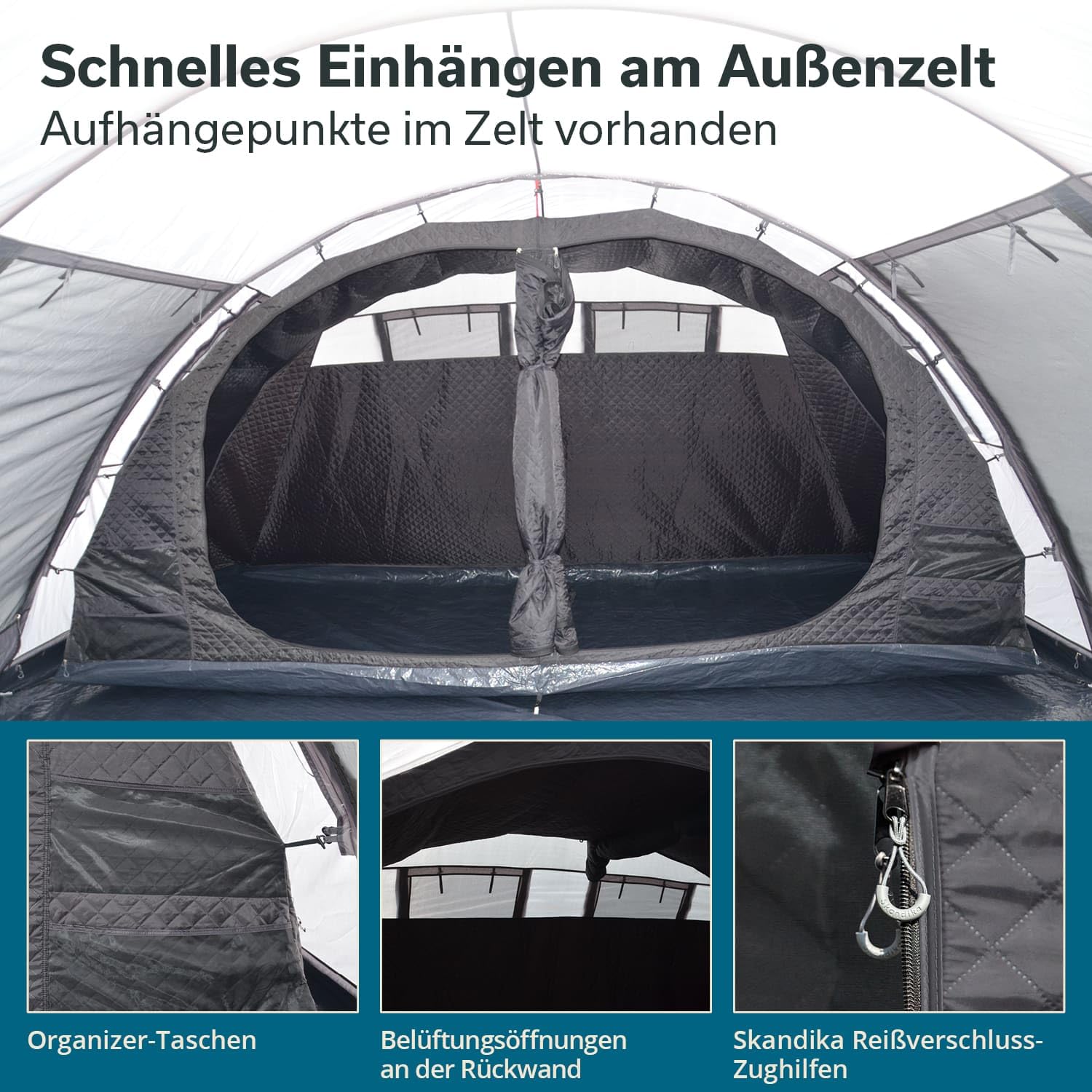 Skandika Winter-Schlafkabine für Gotland 6 | Warme Schlafkabine für 6 Personen, mit Thermo-Füllung, 3-lagig, atmungsaktiv, wasserdicht, 2 m Stehhöhe | Winter, Camping, 4 Jahreszeiten, Zelt, Outdoor