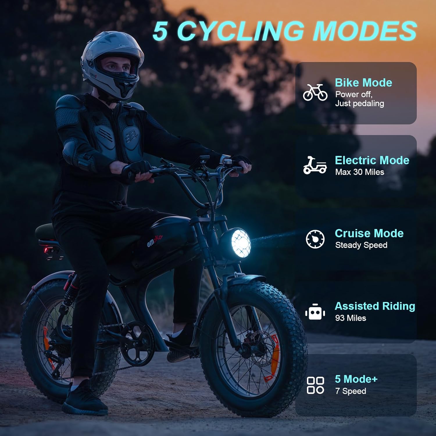 Electric Bike for Adults, 1500W/3000W Peak Motor 20" Fat Tire eBike, 48V 20Ah/23Ah Battery, 32/35MPH Full Suspension Electric Bicycle, Moped Style e Bike for Snow, Mountains, Sand,Road