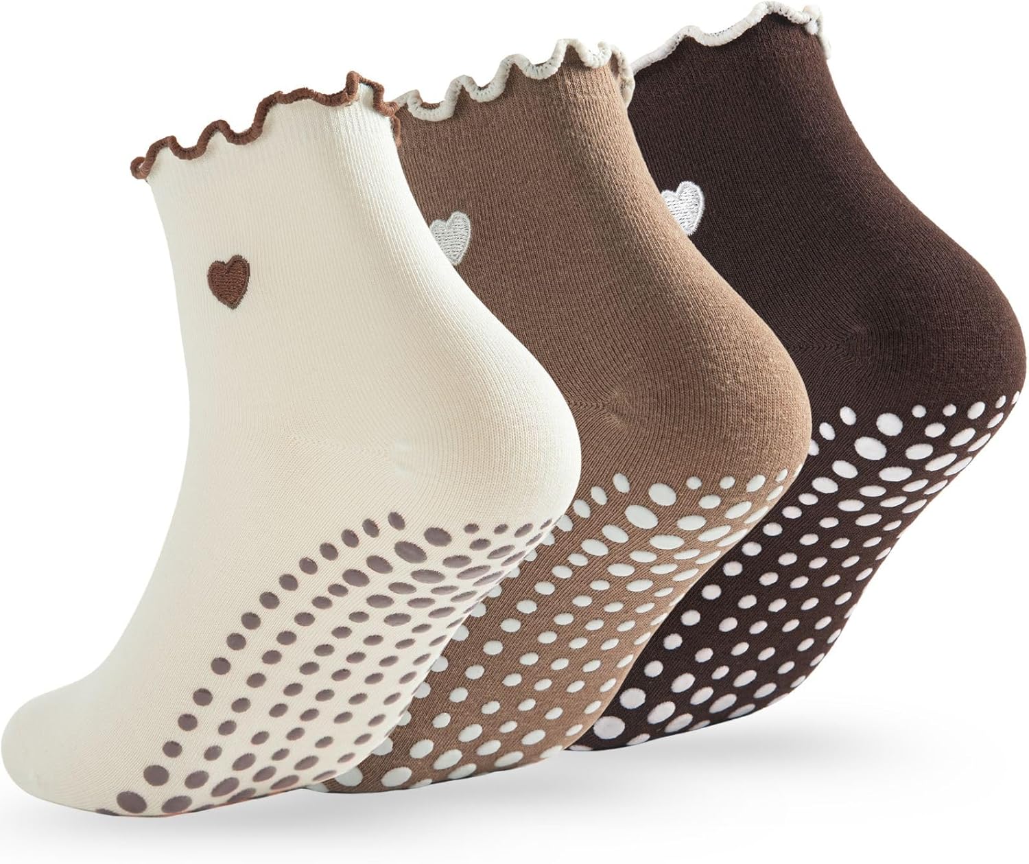 Soxbang 3/6 Pairs Cute Pilates Socks with Grips,Yoga Socks Barre Sock Non Slip Grip Embroidery for Barre Ballet Workout