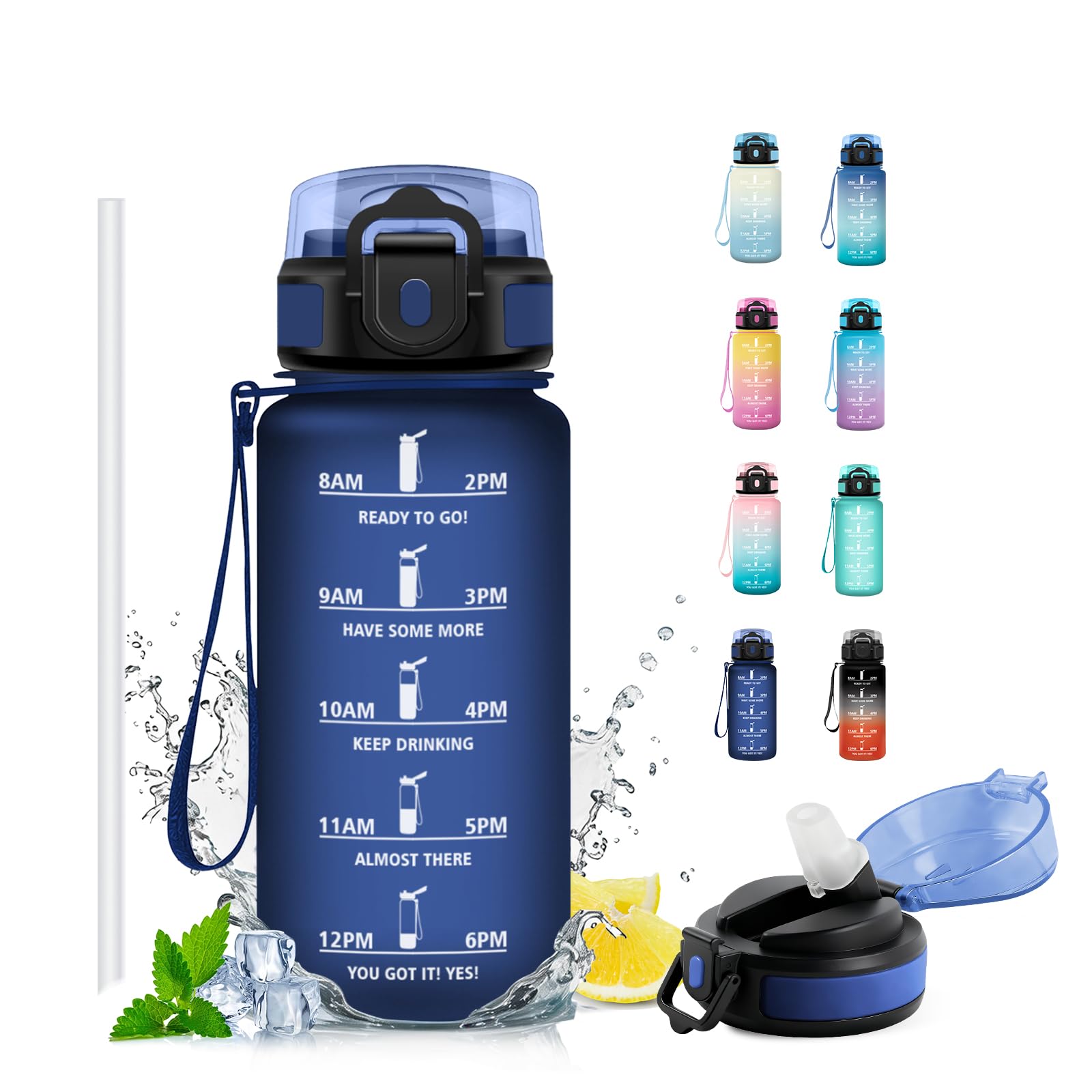 JAPORIA 500ml Water Bottle with Straw Reusable BPA Free Motivational Water Bottles for School Office