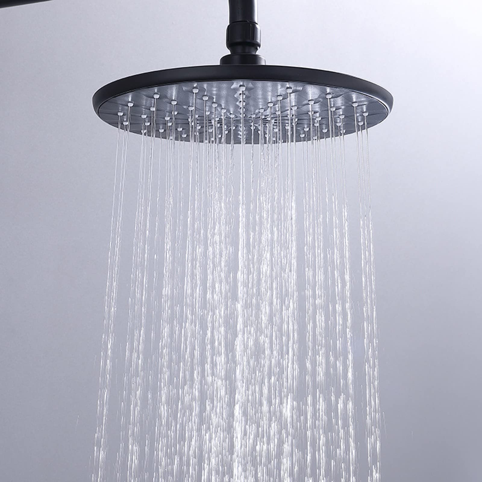 Sistema Doccia Nero, Set Rubinetto Doccia A Parete con Soffione Doccia A Pioggia Tondo E Doccetta, Colonna Doccia Monocomando in Ottone con Doccetta Bidet