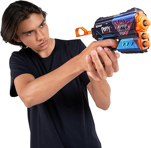Vista 7 de XSHOT Skins Flux Poppy Playtime Dart Blaster 2PK - Jumpscare + Kissy, 16 dardos por ZURU