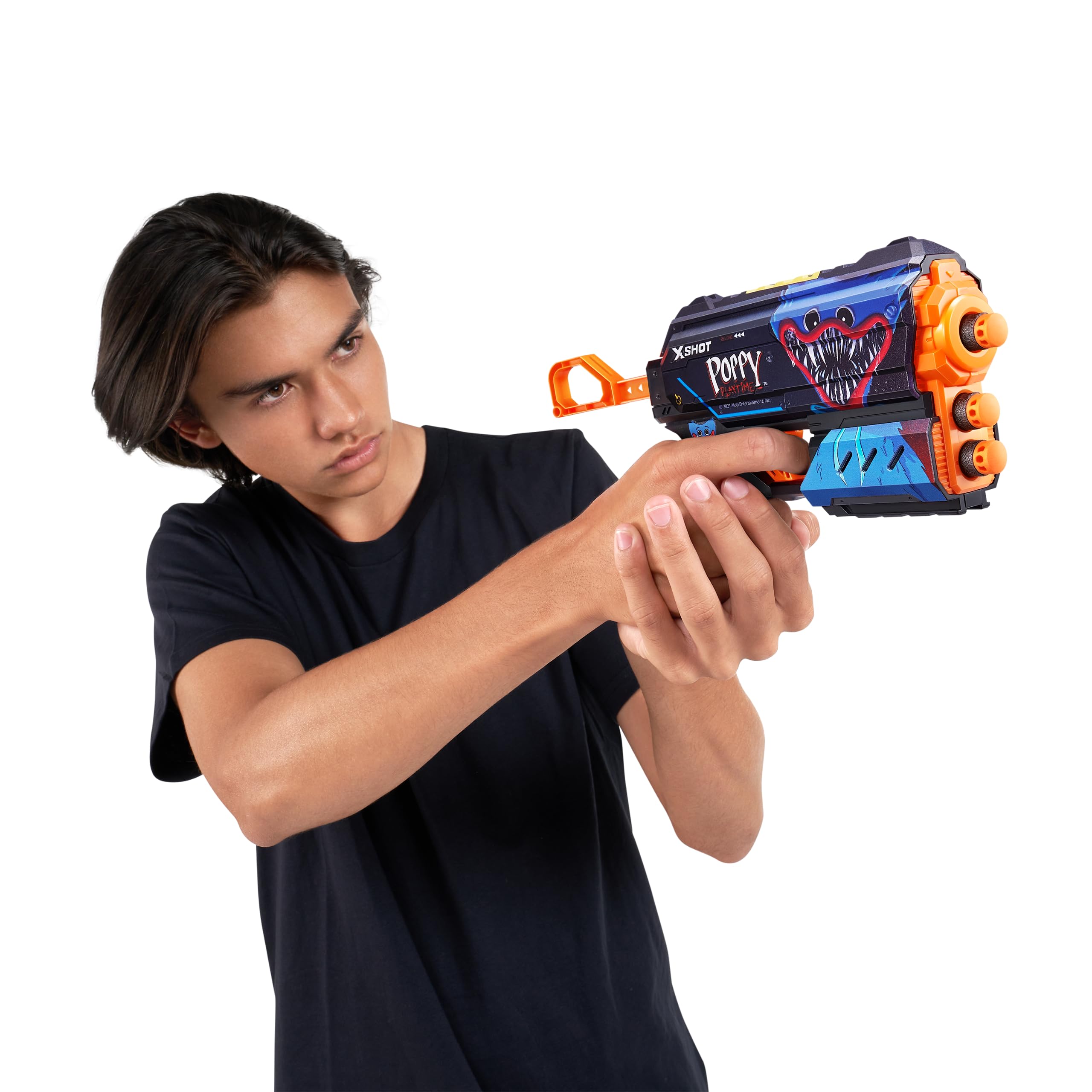 ZURU X-Shot Skins Flux Poppy Playtime Dart Blaster Zestaw 2 - Jumpscare + Kissy, 16 rzutek