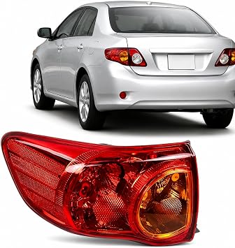 Rear Driver Side LH Outer Tail Light Assembly Fit for Toyota Corolla 2009 2010, Left Rear Combination Brake Lamp Replacement, OEM 81560-02460 8156002460, Partslink TO2800175 AM-CR07C01L