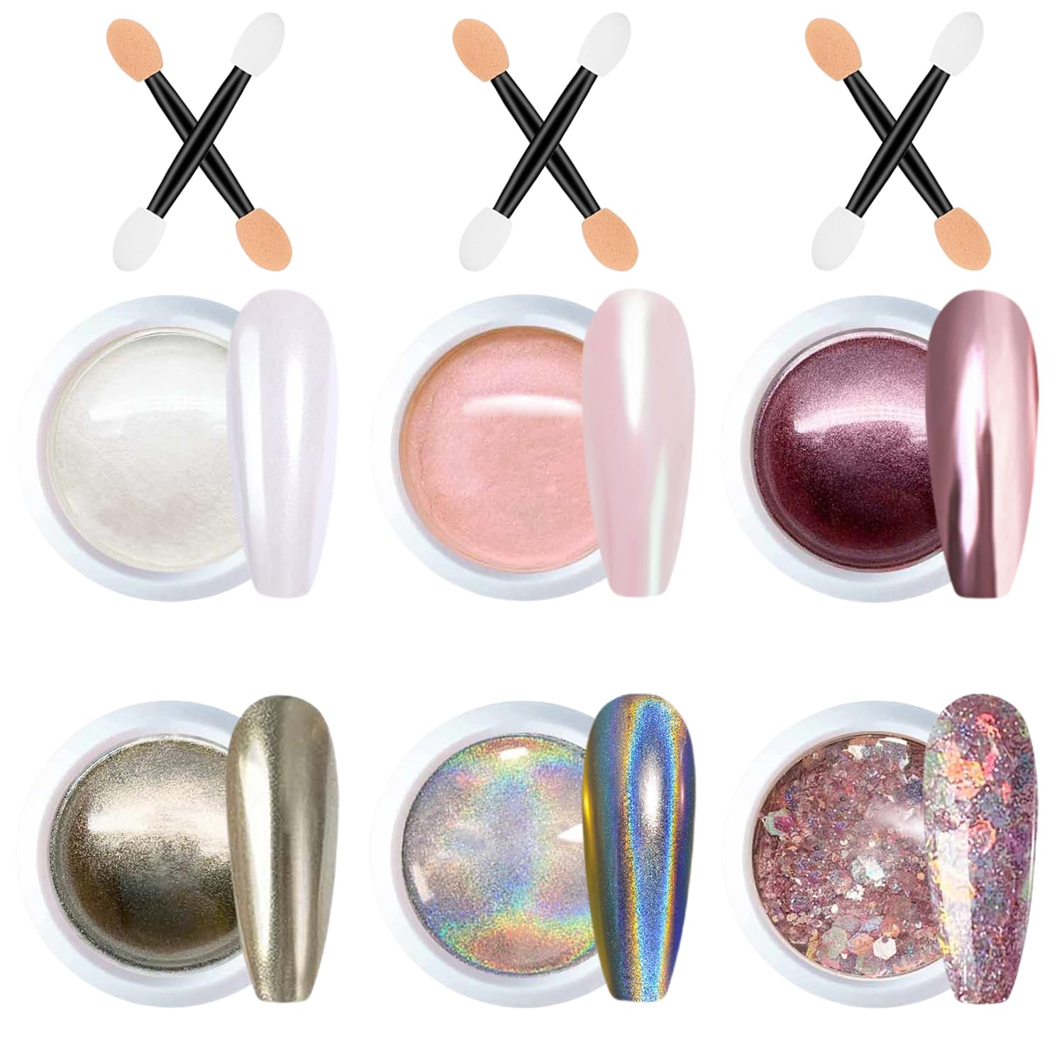 2 Stück Chrom-Nagelpuder – Spiegeleffekt-Glitzer, Metallic-Look, Für UV-Gel, Acryl & Naturnägel
