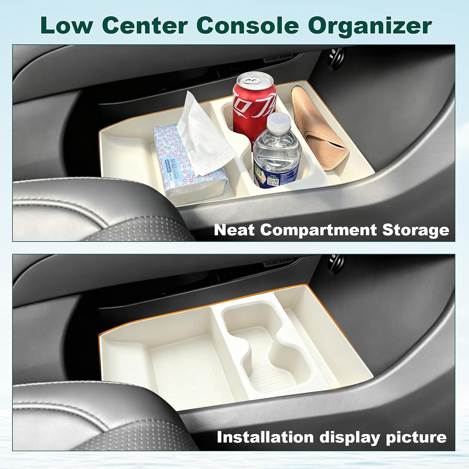 GZSH 4 PCS Off-White Organizer for 2024-2026 Hyundai Santa Fe Accessories