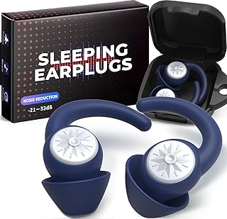 Ear Plugs for Sleeping - NRR33dB Noise Cancelling Earplugs for Sleep, Snoring Blocking, Travel, 2 Pairs Reusable Washable Soft Silicone Ear Plugs for Side Sleeper, Royal Blue