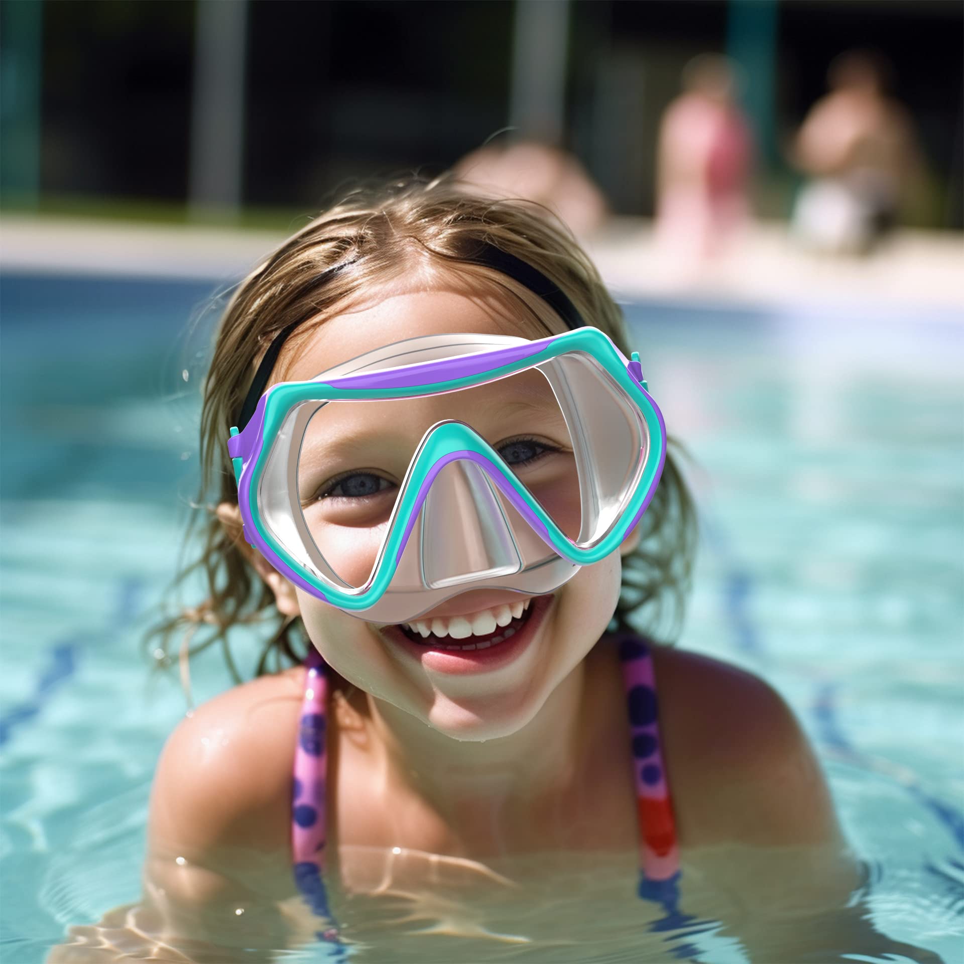 Prämie Kinder Taucherbrille,Kinder Schwimmbrille für 2-14 Jahre Jungen Mädchen, bequem elastische Kopfbänder Schnorchelmaske Tauchmaske Schwimmmaske