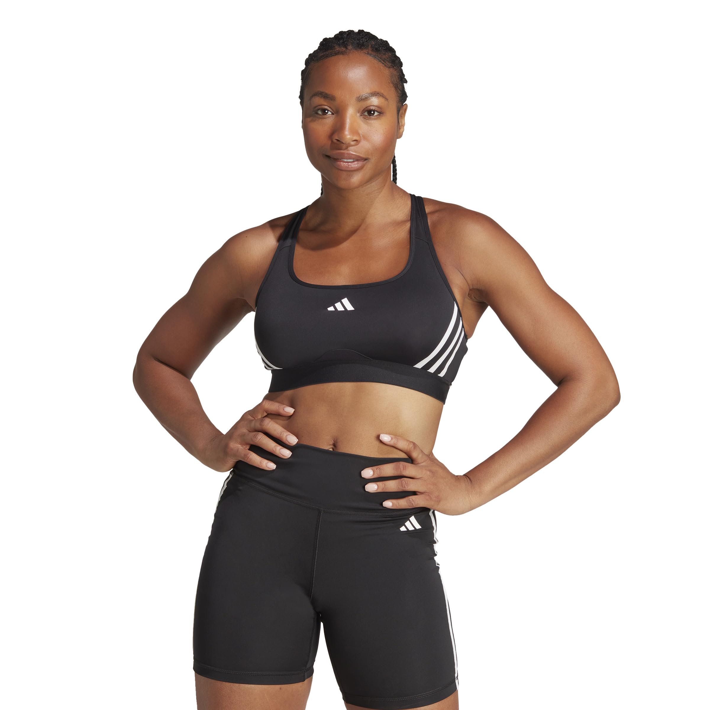 Adidas Powerreact Training Medium-Support 3-Stripes Bra Reggiseno Sportivo Donna (Pacco da 1)