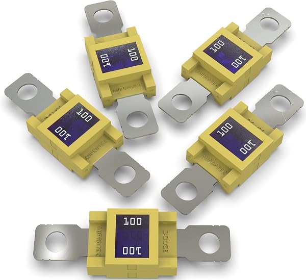 AUPROTEC Fusible Mega à courant élévé/verrouillage à vis 80-500A choix : 100A ampères, jaune, 5 pièces - 1