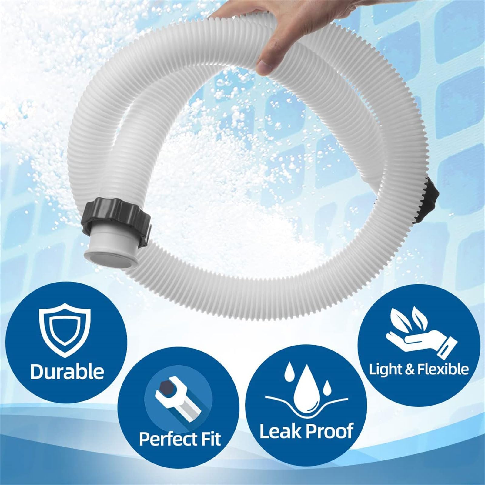 29060E Poolpumpenschläuche, 59 Zoll Poolschläuche für Intexx Filterpumpen, Sandfilter mit einer Kapazität von 1.500 bis 2.500 GPH, 1/2 / 4 Stück Sandfilterpumpe für oberirdische Teile,