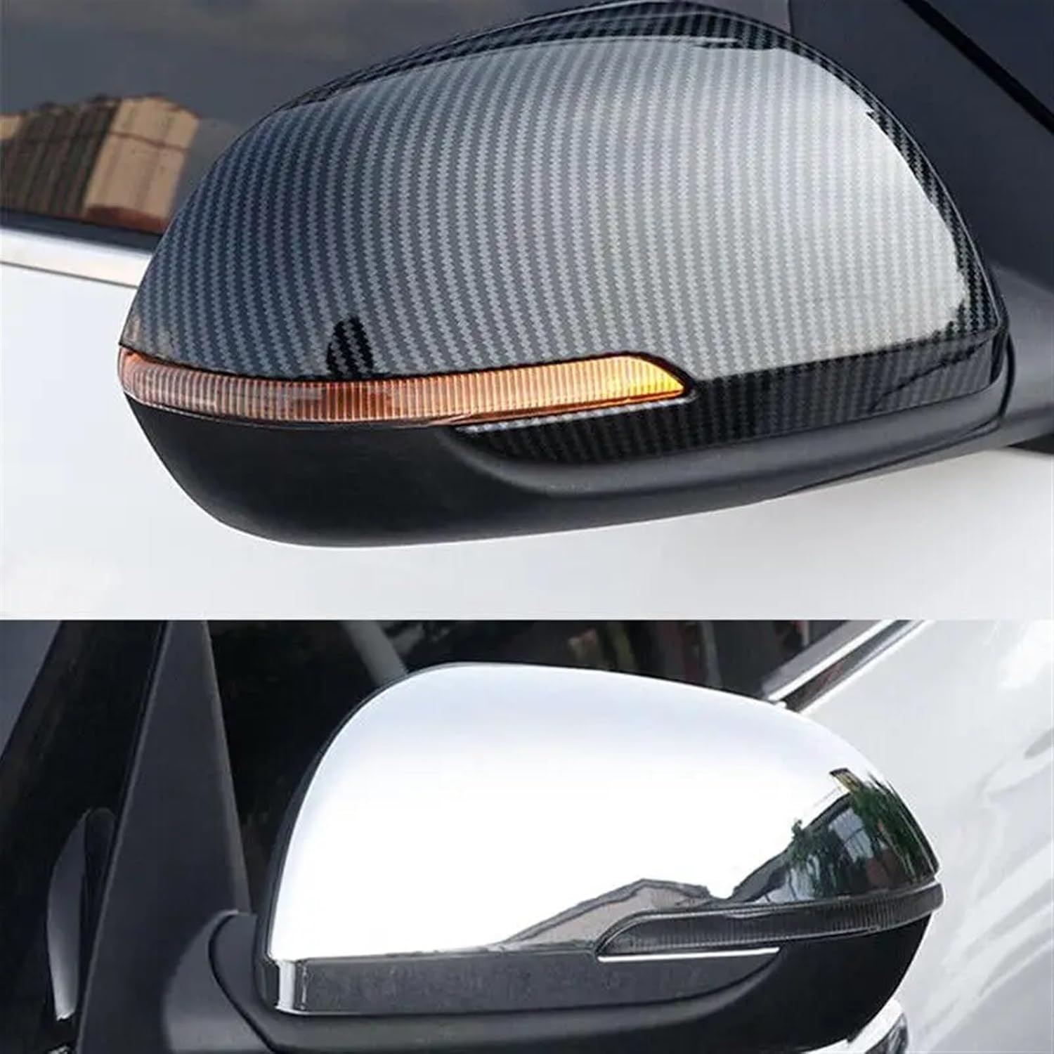 Kiyah Compatible For Kia Seltos 2019 2020 2021 Rearview Side Mirror Cover Wing Cap Exterior Door Rear View Case Trim Carbon Fiber Look Chrome (Color : Carbon Fiber)