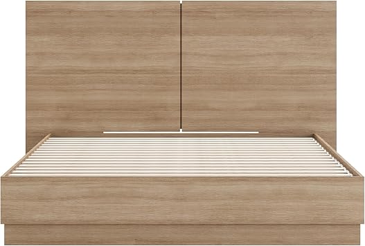Brown Oak Platform Bed Set by Nexera