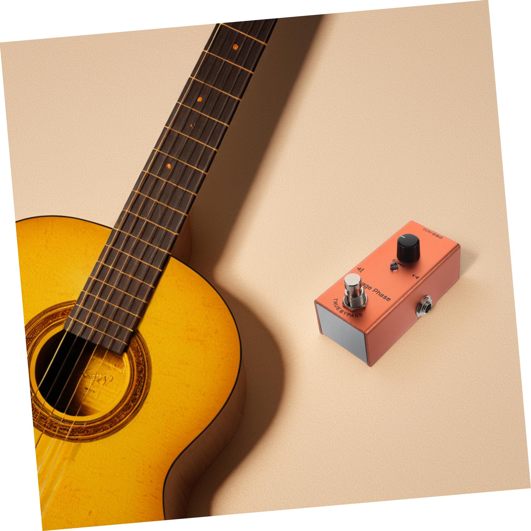 Pedale Effetto per Chitarra Elettrica Mini Retro Fase | True Bypass, Luci Indicatore Chiare, Metallo Arancia, per Recording e Suonare Chitarra Elettrica