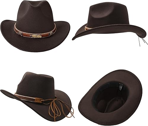 Miniatura 2 de SAJUZEN Sombrero de vaquero para niños de fieltro de ala ancha occidental para niñas y niños