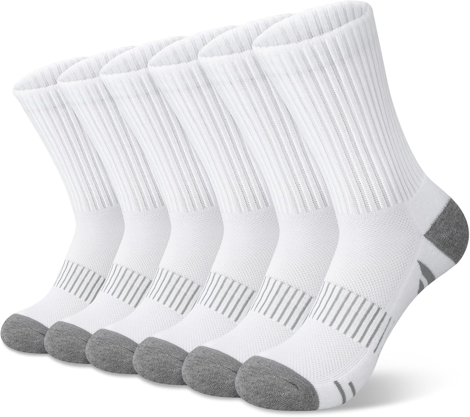 YSense 6 Pairs Crew Socks for Women, Hiking Running Compression Socks