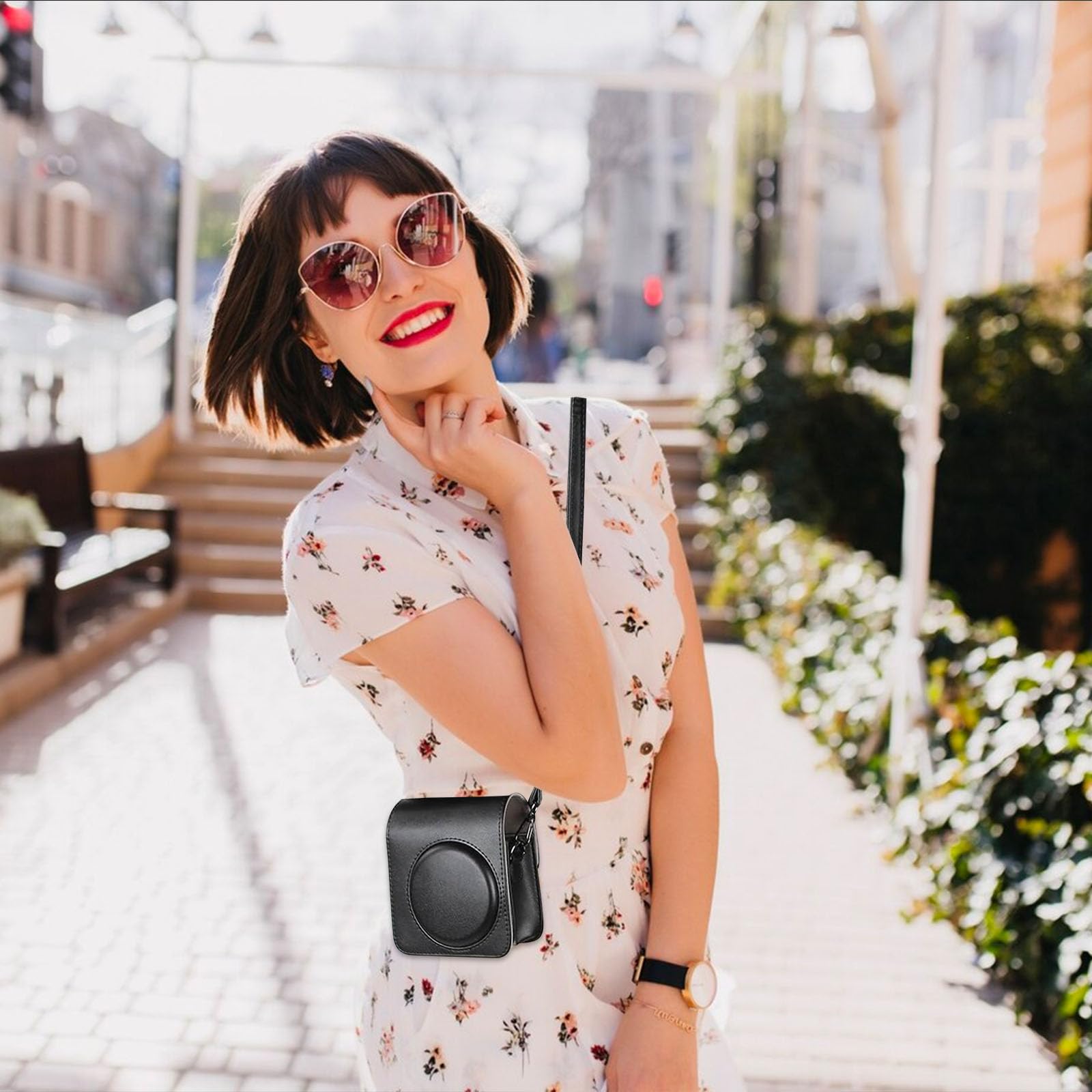 Fujifilm Instax Mini 12 Housse Appareil Photo Instantané Sac de Voyage Rose