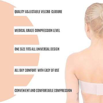 Breast Implant Stabilizer Band, Post Surgery Breast Augmentation and Reduction Strap, Chest Belt, Breast Support Bandage, One Size Fits All (Beige)