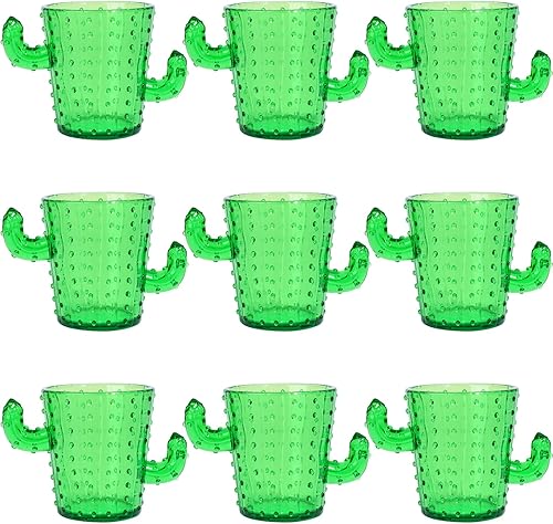 ZZYFGH Vasos de chupito de cactus de plástico (juego de 12), 2 onzas, lindos vasos de tequila de cactus verdes para occidental, despedida de