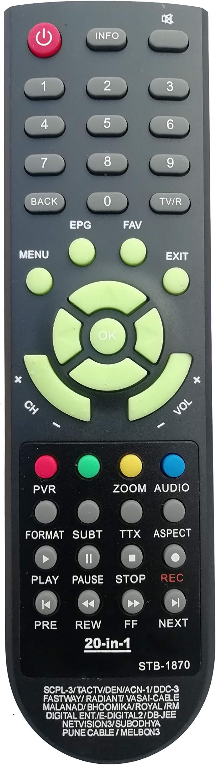 Buy LipiWorld® STB1870 20in1 Set Top Box Remote Control Compatible for