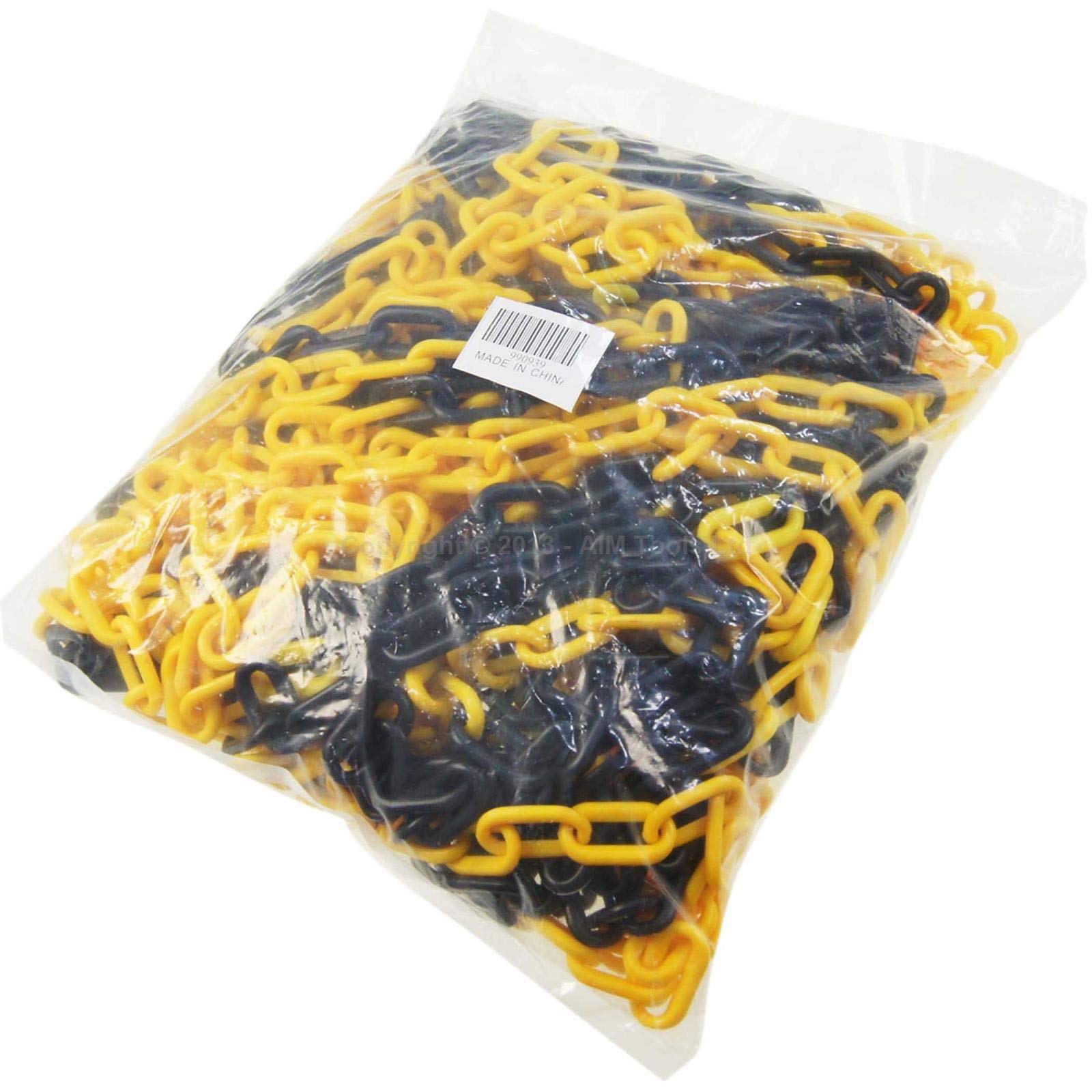 TOPWAY Barriera a Catena in Plastica 50 Metri 6mm x 50m Alta Visibilità Catena a Maglie in Plastica Nero e Giallo per Avviso di Sicurezza Parcheggio, Controllo della Folla, Traffico, Coda 363085