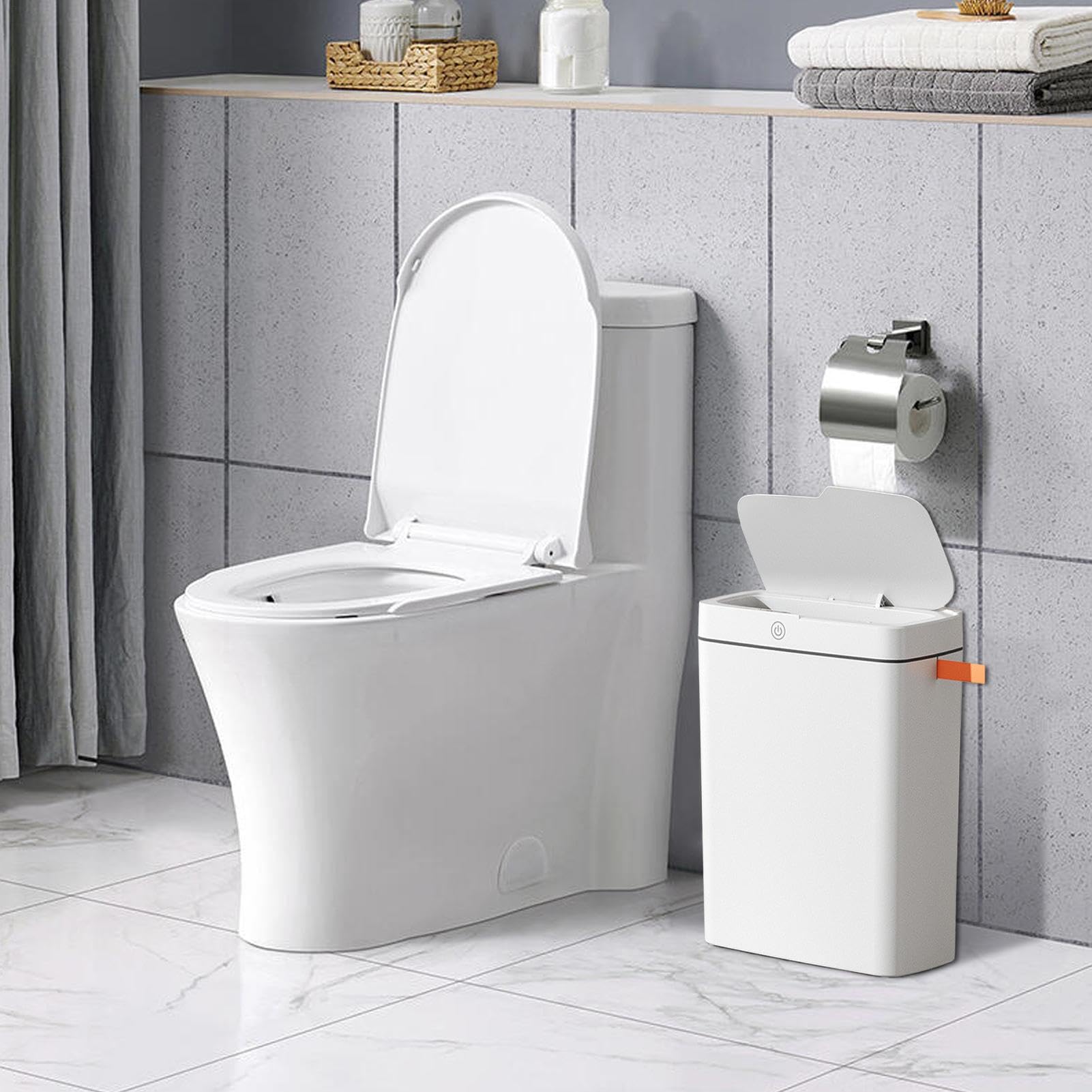 Bote de basura automático, Botes de basura sin contacto,Papelera Recargable USB - Cubo de basura impermeable para baño, cubo de basura inteligente de 15L para dormitorio, baño, cocina