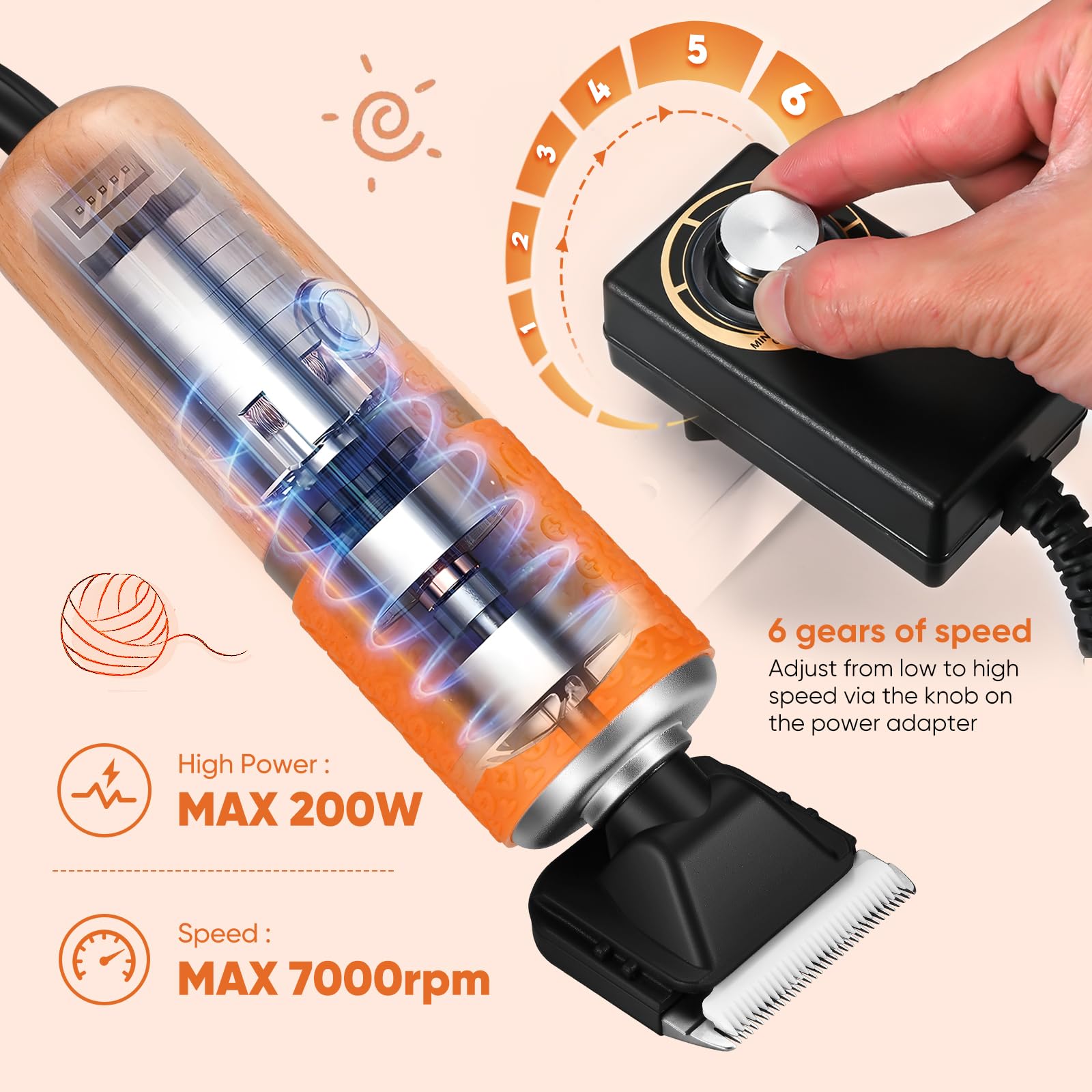 Tondeuse à tapis avec guide de coupe 200 W Ciseaux électriques Vitesse réglable Pour tapis