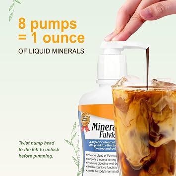 Vital Earth Minerals Fulvic Humic Mineral Blend Liquid with Pump Fulvic Acid Supplement with 70+ Trace Minerals, Electrolytes for Recovery, Balance & Energy, 32 Oz